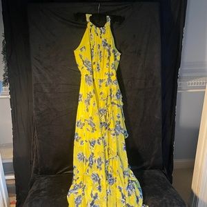 Eliza J Floral Print Halter Gown